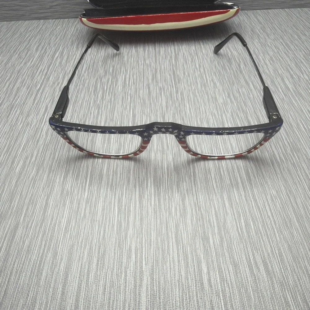 American Flag Reading Glasses +1.50 Hand Painted Patriotic Readers Case New